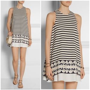 THAKOON Cream Lace-trimmed cotton-piqué mini
dress